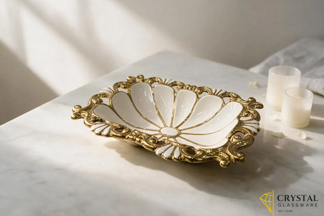 Elegant rattan-textured rectangular bowl 10.25 inch